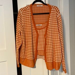 Mango, Violeta Collection Orange Knit Cardigan and Tank Size 3X